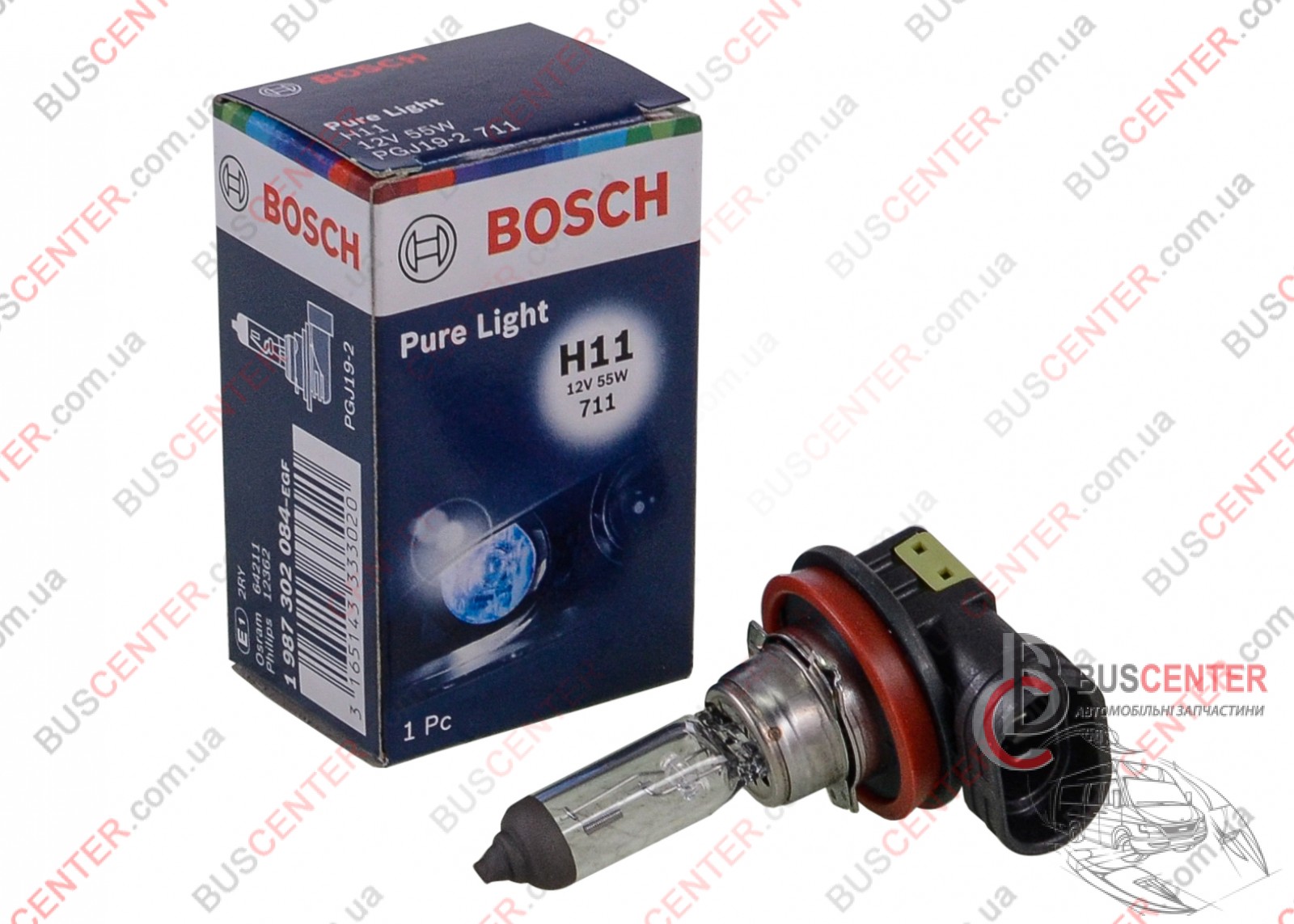 Фотография запчасти Лампочка H11 12V 55W (PGJ19-2/ PURE LIGHT - автолампа  1 шт)