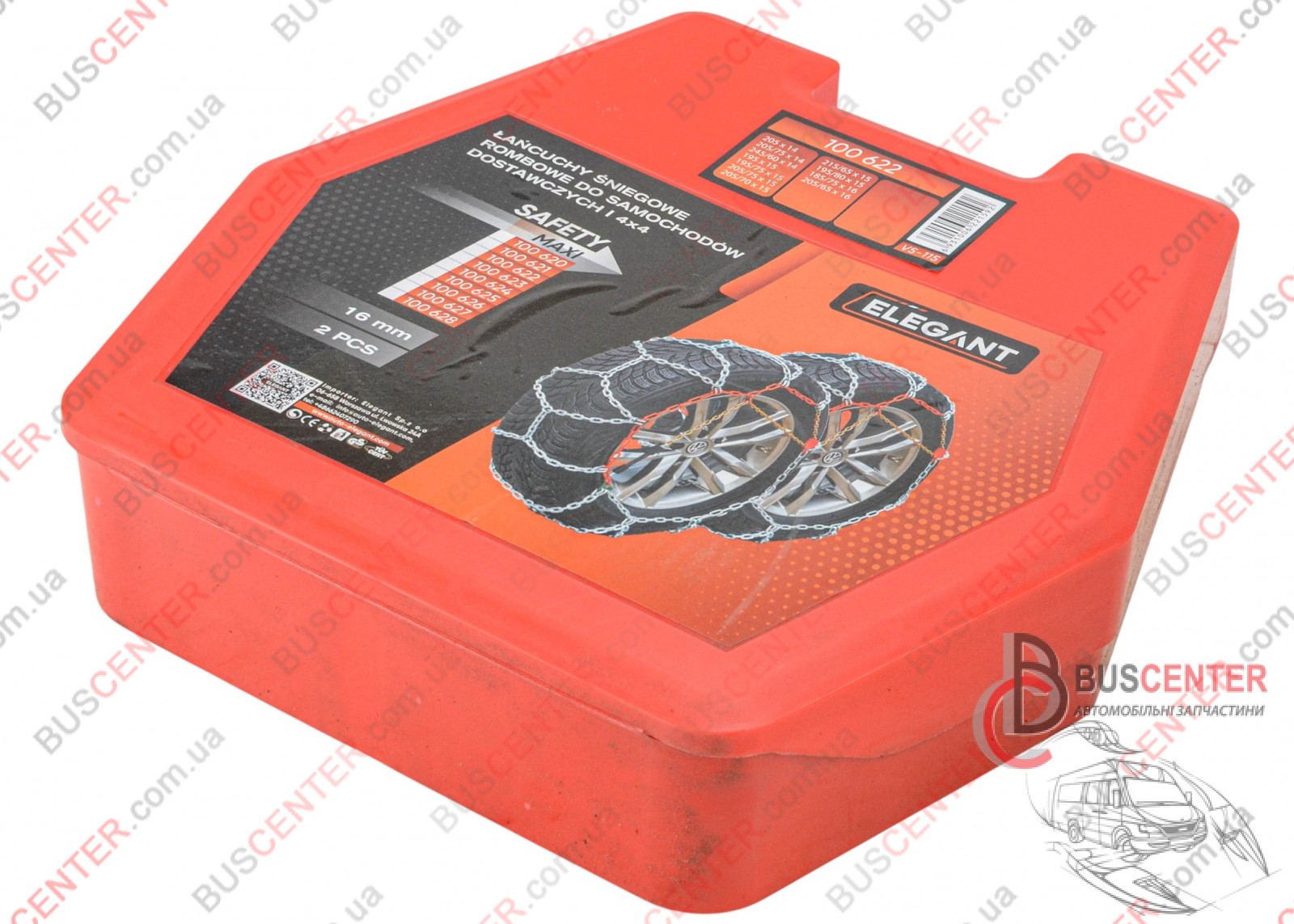 Фотография запчасти Цепь противоскольжения на колеса (ромб на колесо V5-115 16mm/ комплект - 2 шт)
